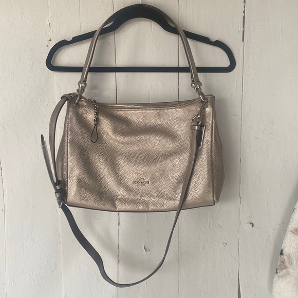 Coach Luxury Pebble Mia F29137 Leather Shoulder Bag - Platinum - Picture 1 of 6